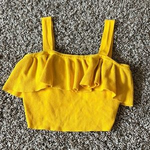 Forever 21 Yellow Ruffle crop top - Size M.